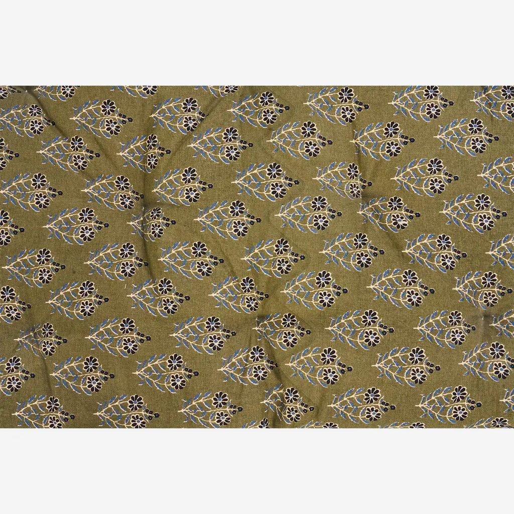 Madam Stoltz printed cotton mattress 60x100 block print olive