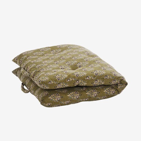 Madam Stoltz printed cotton mattress 60x100 block print olive