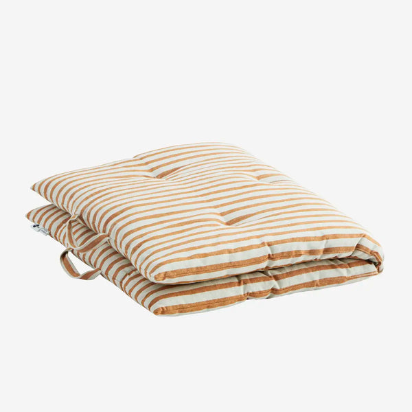 Madam Stoltz Striped Cotton Mattress Off white, dark honey 60x100 cm