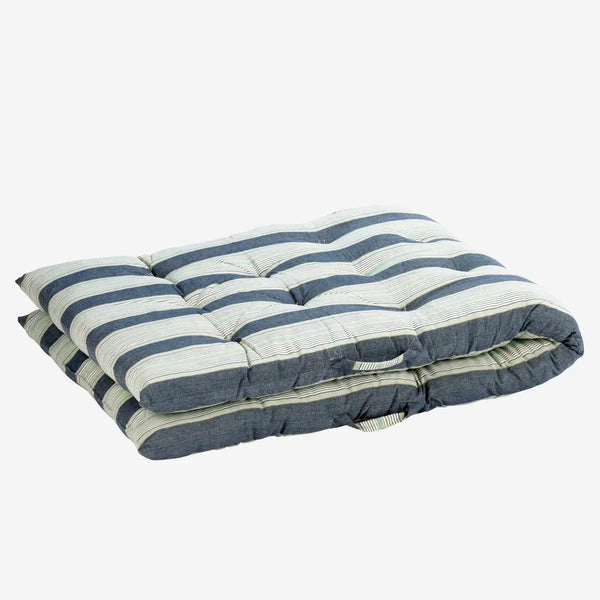 Madam Stoltz Striped Cotton Mattress Blue, white, grey 70x180 cm