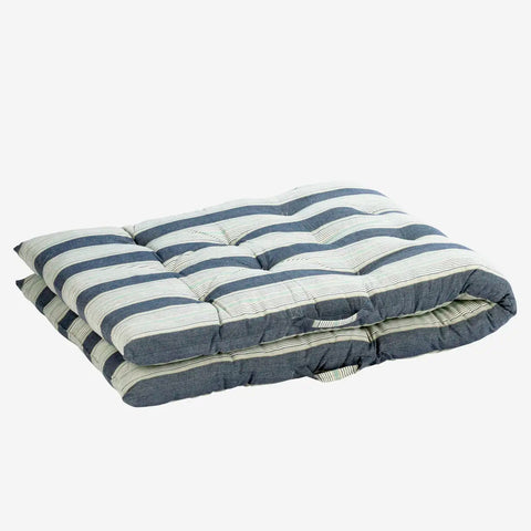 Madam Stoltz Striped Cotton Mattress Blue, white, grey 70x180 cm