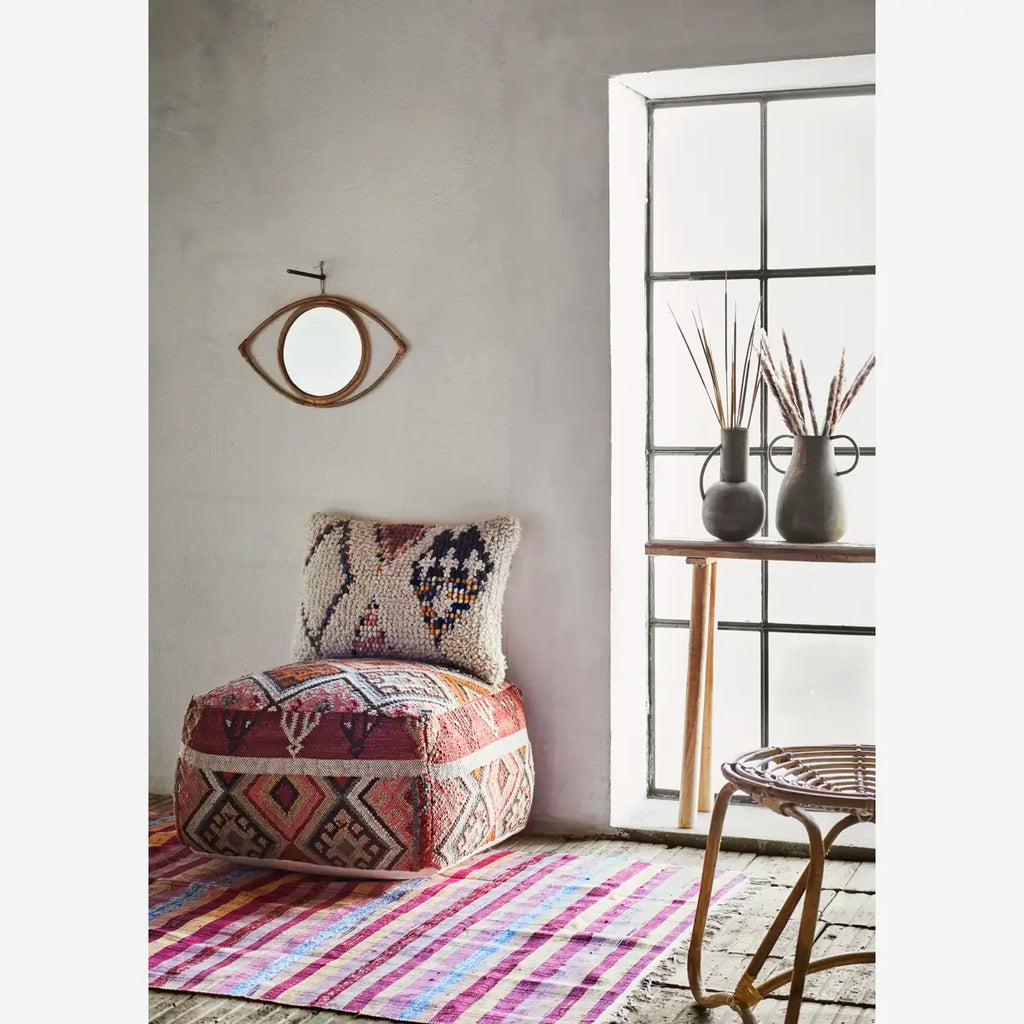 Madam Stoltz Handwoven Wool Pouf