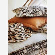 Madam Stoltz Striped Cushion Cover w Fringes - Sugar Almond, Black