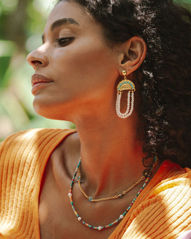 Ottoman Hands Samara Pearl drop Earrings