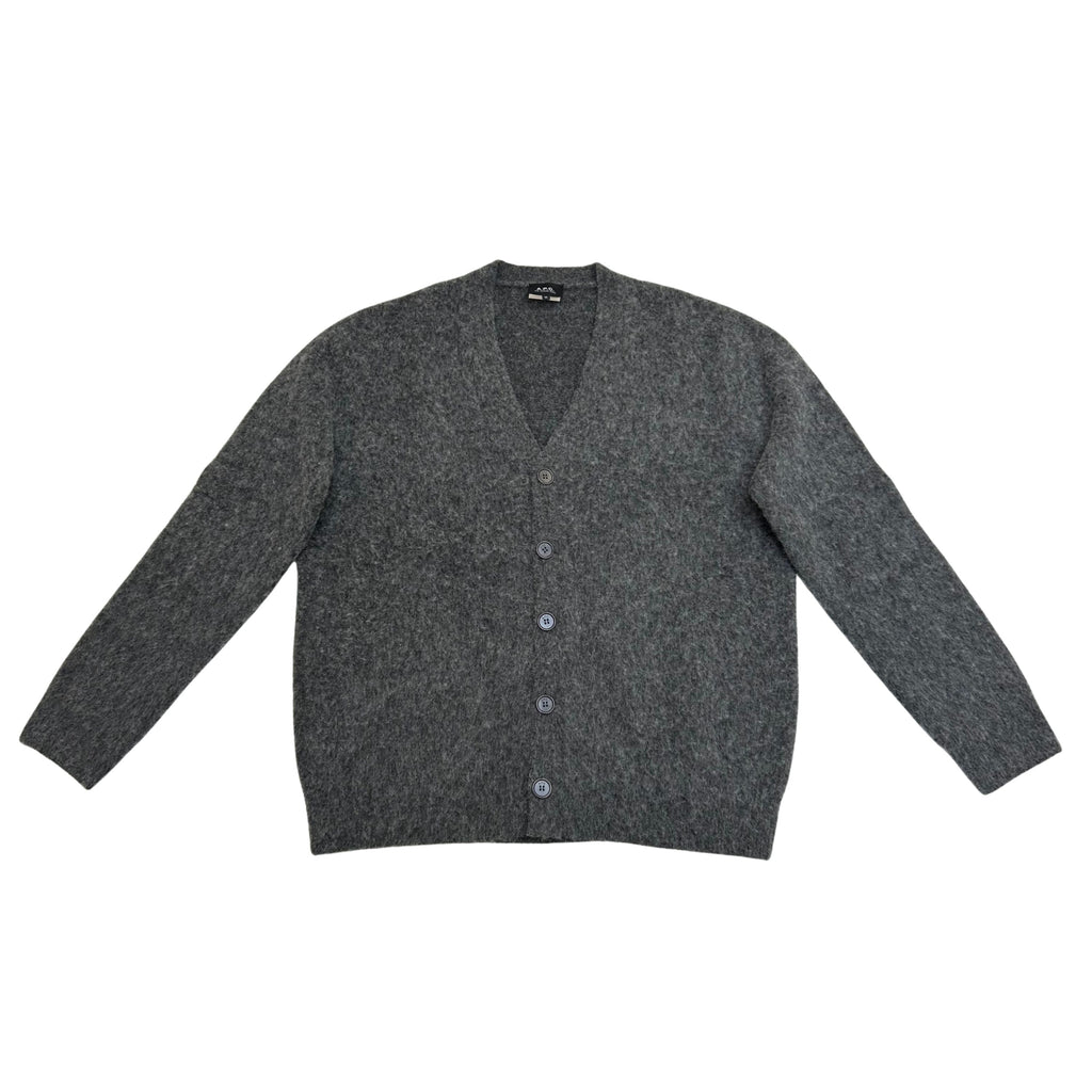 A.P.C. Mens CARDIGAN PIERRE Charcoal grey alpaca wool cardigan