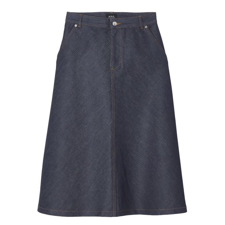 A.P.C. Women JUPE SEASIDE Flared skirt in indigo blue Japanese denim