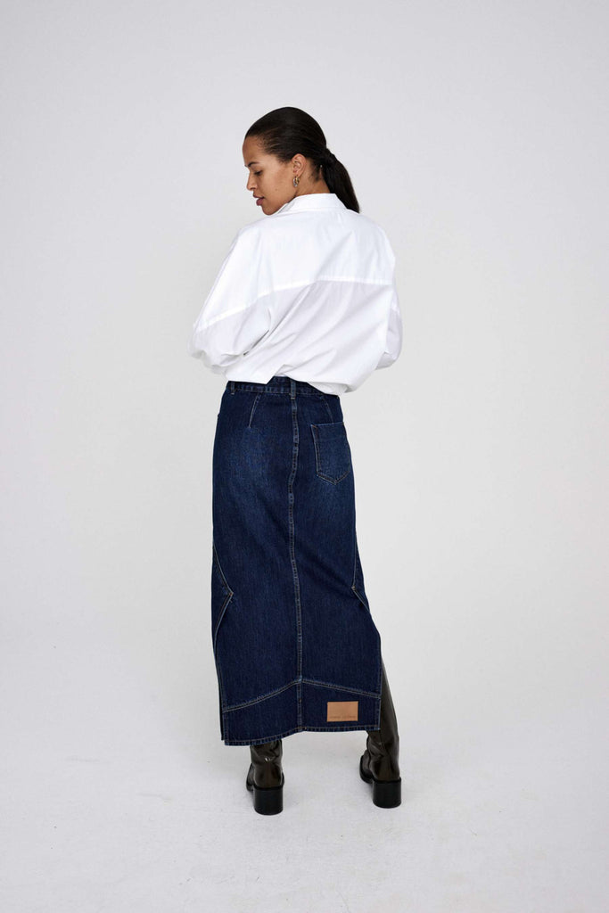 Rabens Saloner Patchwork Denim Skirt - Joella
