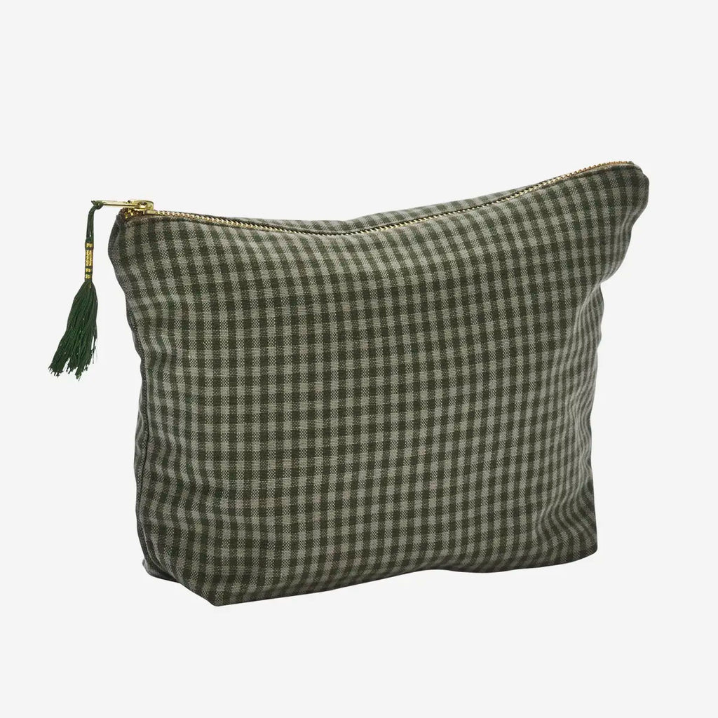 Madam Stoltz Checked cotton washbag