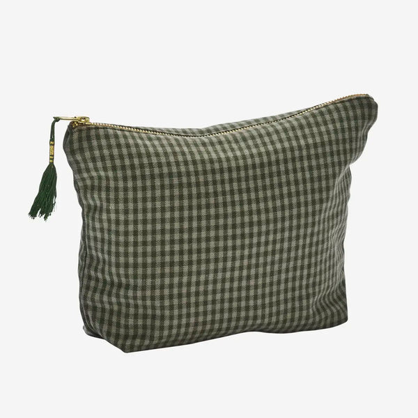 Madam Stoltz Checked cotton washbag