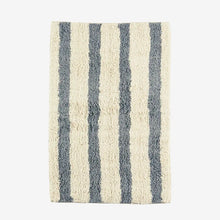 Madam Stoltz Striped tufted bath mat - Dusty Blue, Off White