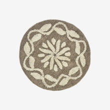Madam Stoltz Round tufted bath mat - Greige, off white