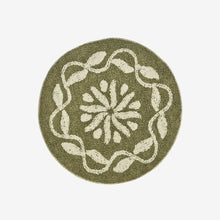 Madam Stoltz Round tufted bath mat - Khaki, off white