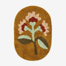 Madam Stolz Oval tufted bath mat mustard, rose, burnt orange, mint, green
