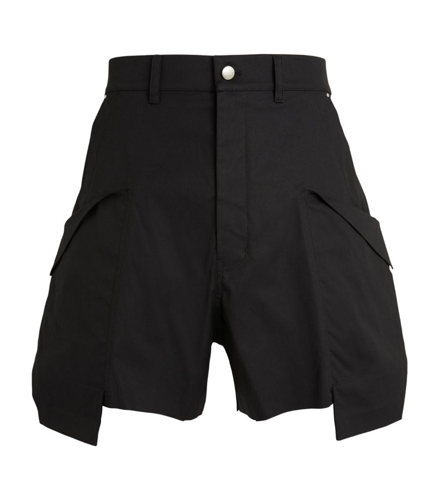 RICK OWENS SS24 LIDO RUNWAY STEFAN CARGO SHORTS IN BLACK