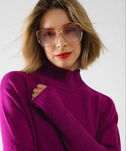 Oversized Square Metal Sunglasses in Brown Gradient Lens
