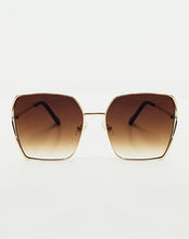 Oversized Square Metal Sunglasses in Brown Gradient Lens