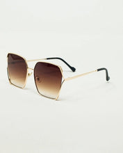 Oversized Square Metal Sunglasses in Brown Gradient Lens