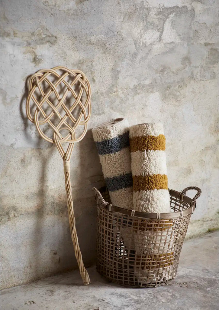 Madam Stoltz striped tufted bath mat 50x80cm Mustard