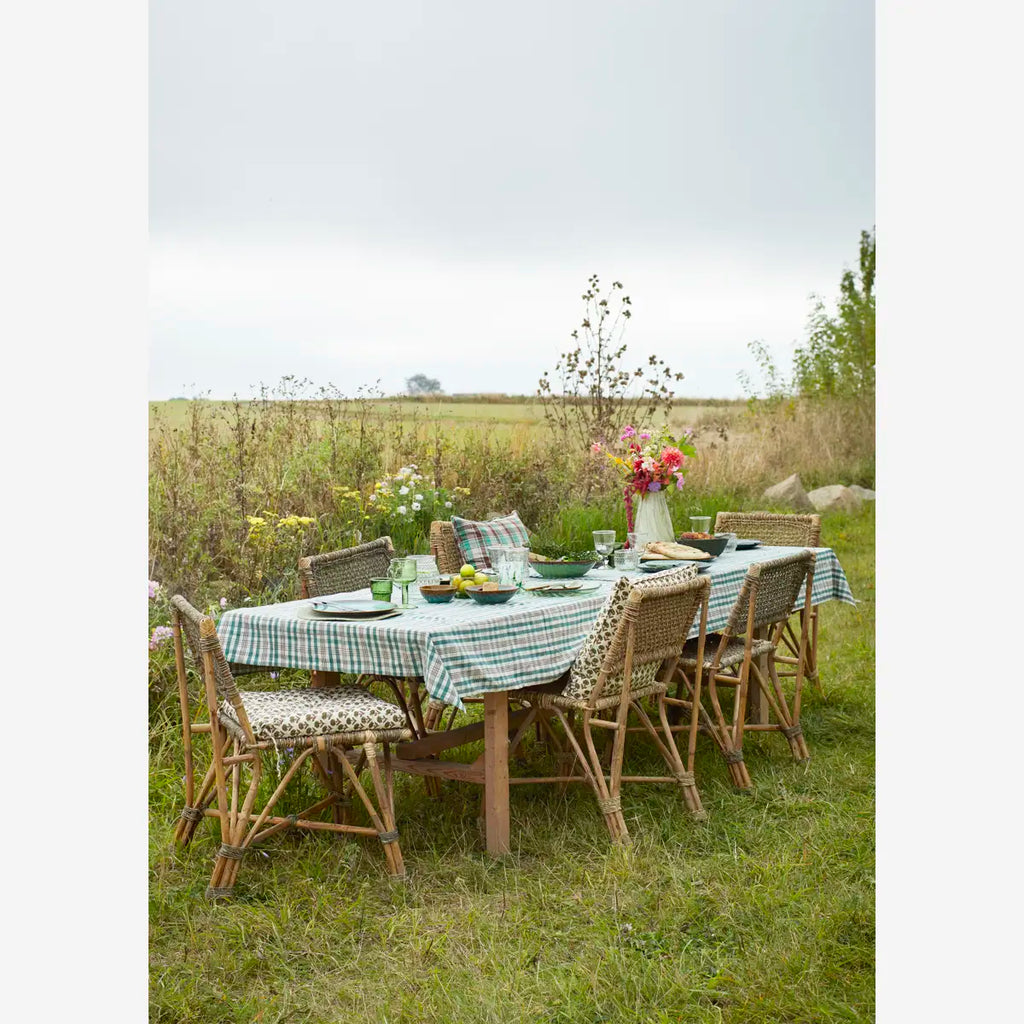 Madam Stolz Printed cotton chair pad Off white, green, burgundy