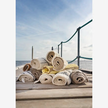 Madam Stoltz Striped tufted bath mat - Dusty Blue, Off White