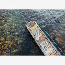 Madam Stoltz Striped tufted bath mat - Dusty Blue, Off White