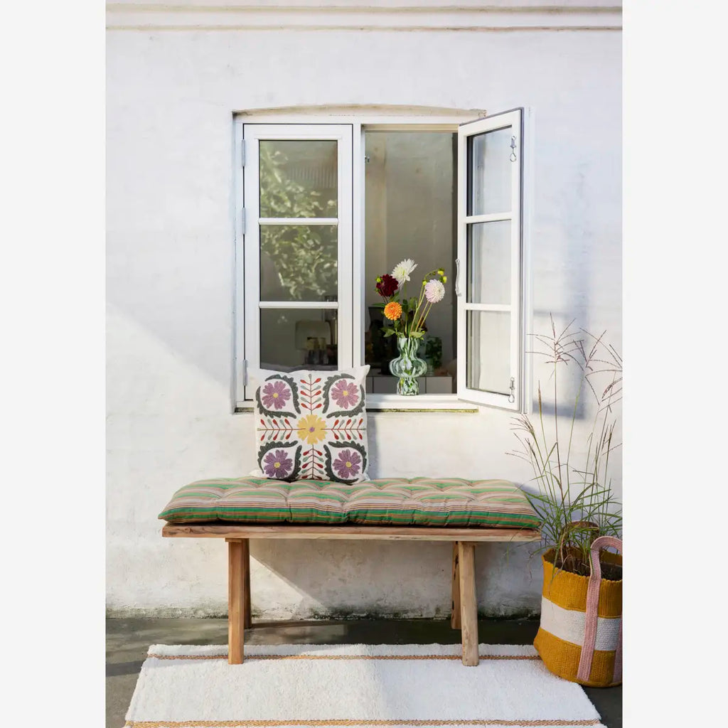 Madam Stolz STRIPED COTTON MATTRESS Camel, Green