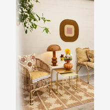 Madam Stoltz Suzani embroidered cushion cover - Brown, yellow, off white