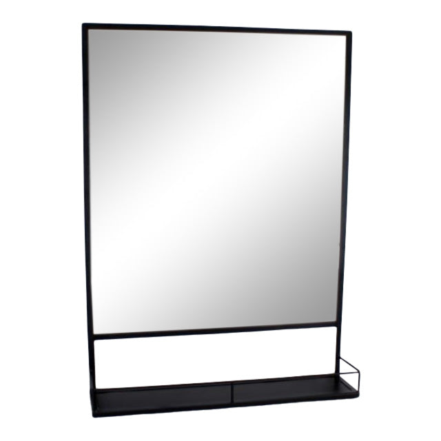Theo Wall mirror with mini shelf black