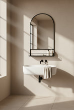 Thomas Black iron mirror with shelf