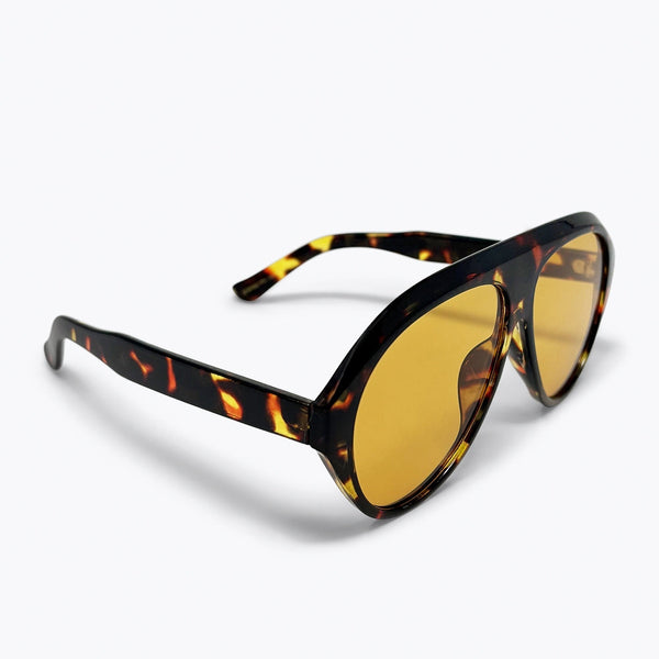 Tortoise Brown Aviator Sunglasses with Amber Lenses
