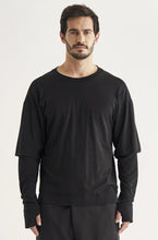 Transit Mens Cotton jersey oversize t-shirt with double sleeve