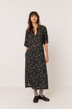 INDI&COLD AW26 LONG FLORAL PRINT DRESS NAVY