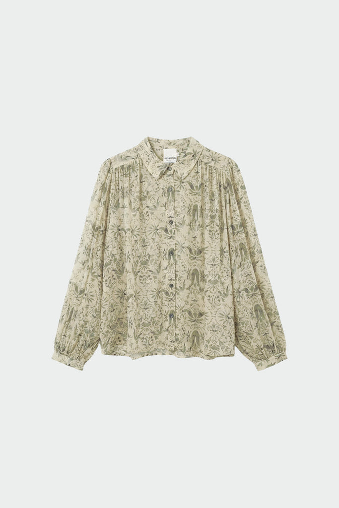 AW26 ART DECO PRINT SHIRT CLAY GREEN MULTICOLOR