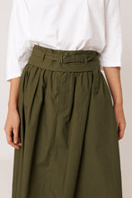 AW26 Falda POPLIN MIDI SKIRT MILITARY GREEN