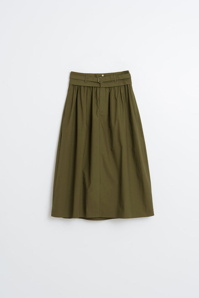 AW26 Falda POPLIN MIDI SKIRT MILITARY GREEN