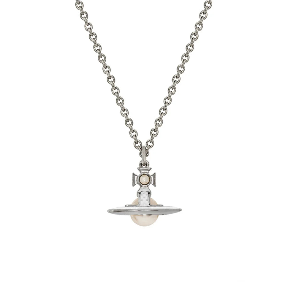 Vivienne Westwood Simonetta Pendant - Platinum / Creamrose Pearl / White Enamel