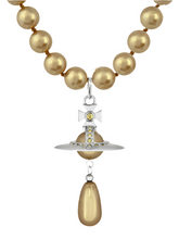 Vivienne Westwood Three Row Pearl Drop Choker Platinum / Crystal Bronze Pearl / Gold