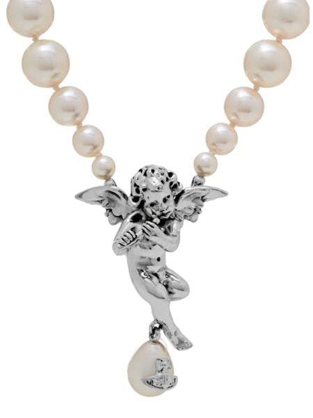 Vivienne Westwood PUTTI PEARL NECKLACE - PLATINUM / CREAMROSE