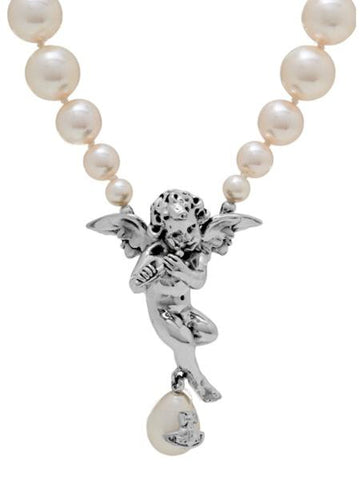 Vivienne Westwood PUTTI PEARL NECKLACE - PLATINUM / CREAMROSE