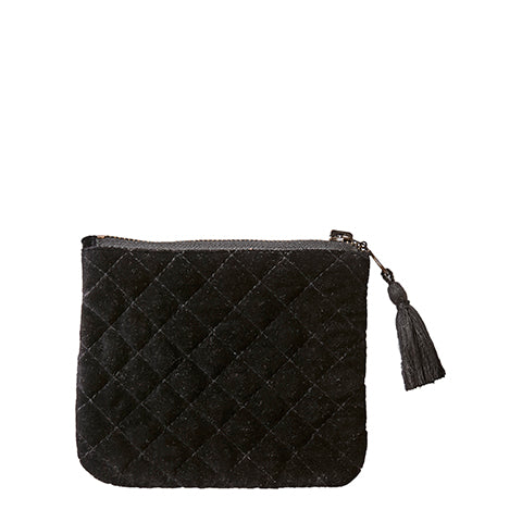 Cotton Velvet Toulouse Clutch Bag - Small Black