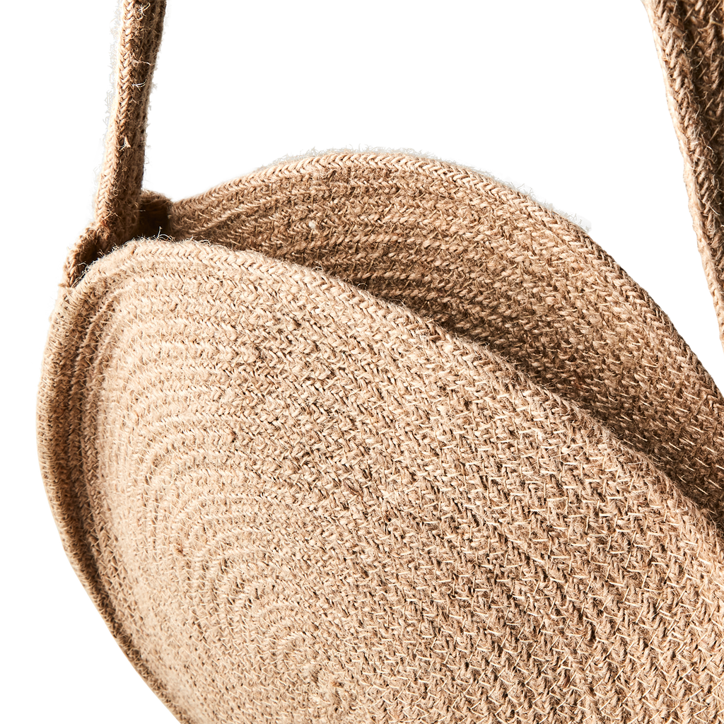 ROUND JUTE BAG W/ HANDLES