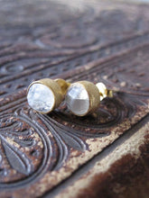 CollardManson 925 Silver Rainbow Moonstone Brushed Studs-gold