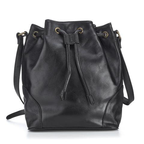 CollardManson Bucket Bag - Black Leather