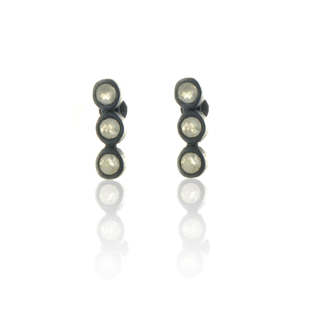 925 Oxidised Silver triple Moonstone Earrings