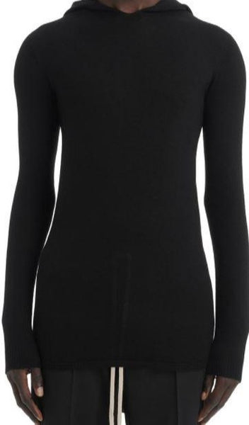 RICK OWENS FOGACHINE LS HOODIE IN LIGHTWEIGHT SOFT CLASSIC STITCH KNIT