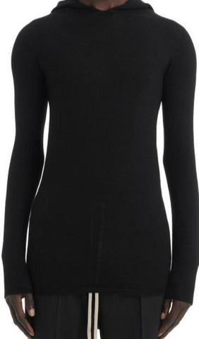 RICK OWENS FOGACHINE LS HOODIE IN LIGHTWEIGHT SOFT CLASSIC STITCH KNIT