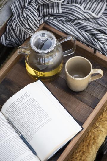 Wooden tray w/metal handles UNIQUE