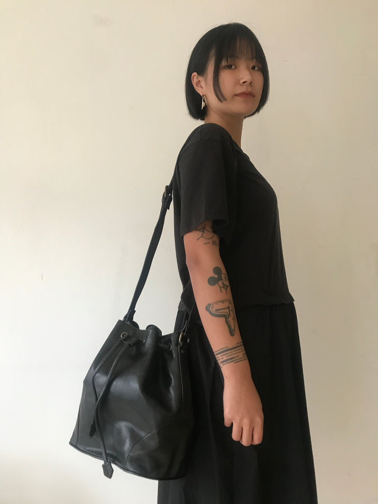 Leather Bucket Bag Black Bucket Bag Leather Shoulder Bag 