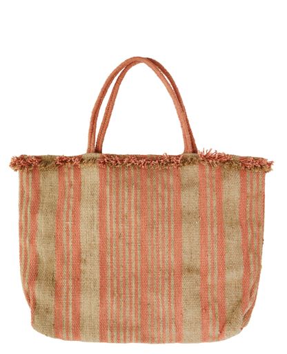 Handwoven Striped Bag - Peach