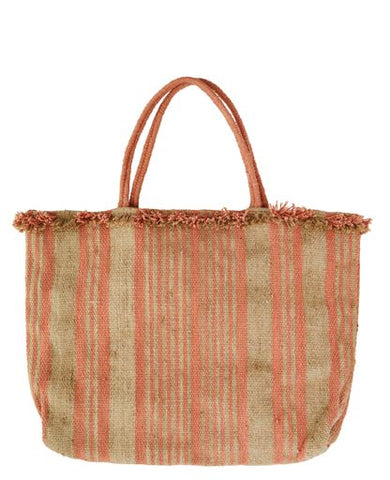 Handwoven Striped Bag - Peach